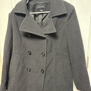 London Fog Charcoal Double-Breasted Peacoat
